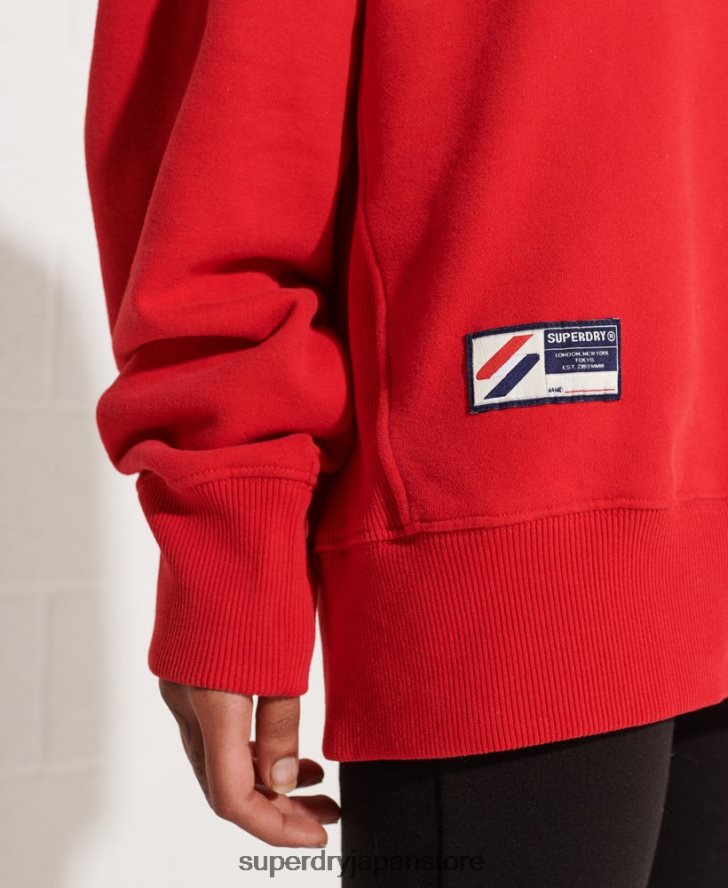 シティカレッジオーバーサイズハーフジップトラックトップ 女性 Superdry 衣類 赤 2J62PZ5959