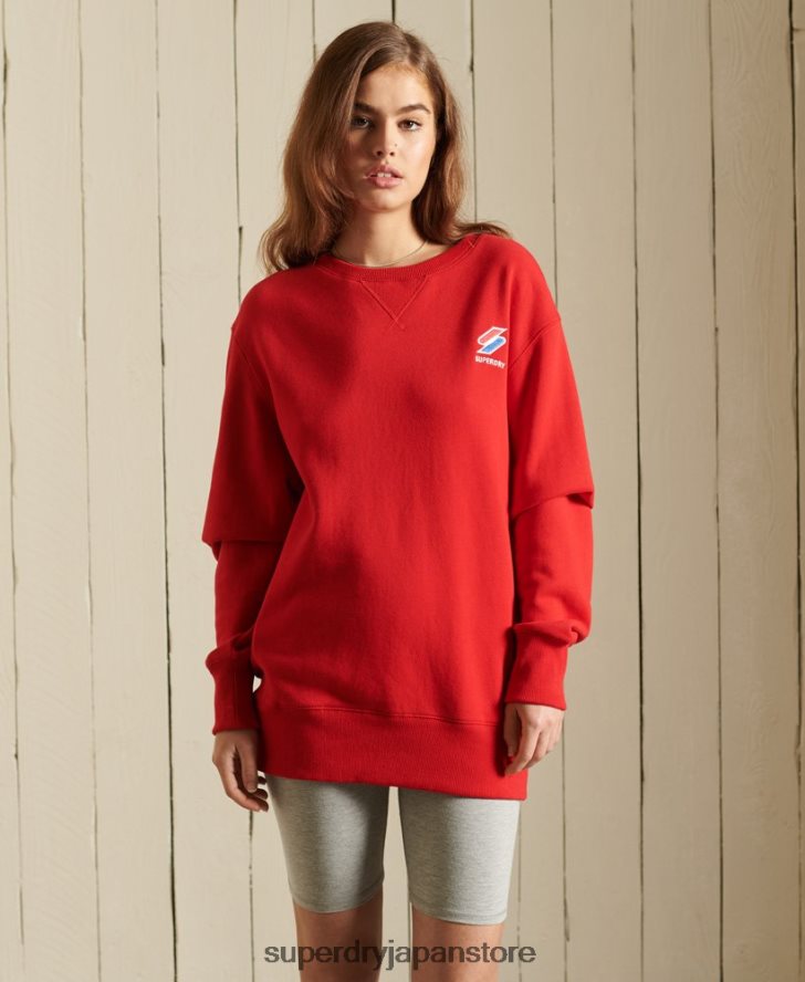 エッセンシャルなオーバーサイズクルースウェットシャツ 女性 Superdry 衣類 赤 2J62PZ5961