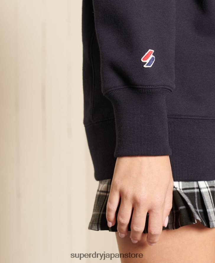 コード オーバーサイズ アップリケ クルー スウェットシャツ 女性 Superdry 衣類 海軍 2J62PZ5962