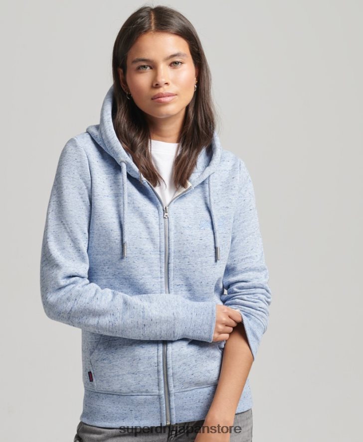 オーガニックコットン エッセンシャル ロゴ ジップ パーカー 女性 Superdry 衣類 ライトブルー 2J62PZ5963