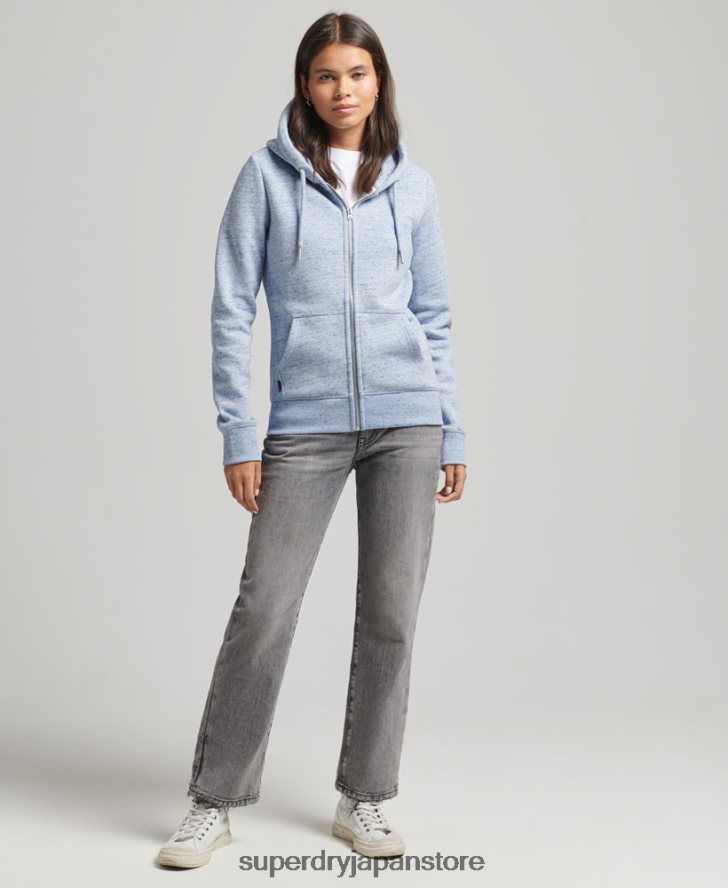 オーガニックコットン エッセンシャル ロゴ ジップ パーカー 女性 Superdry 衣類 ライトブルー 2J62PZ5963