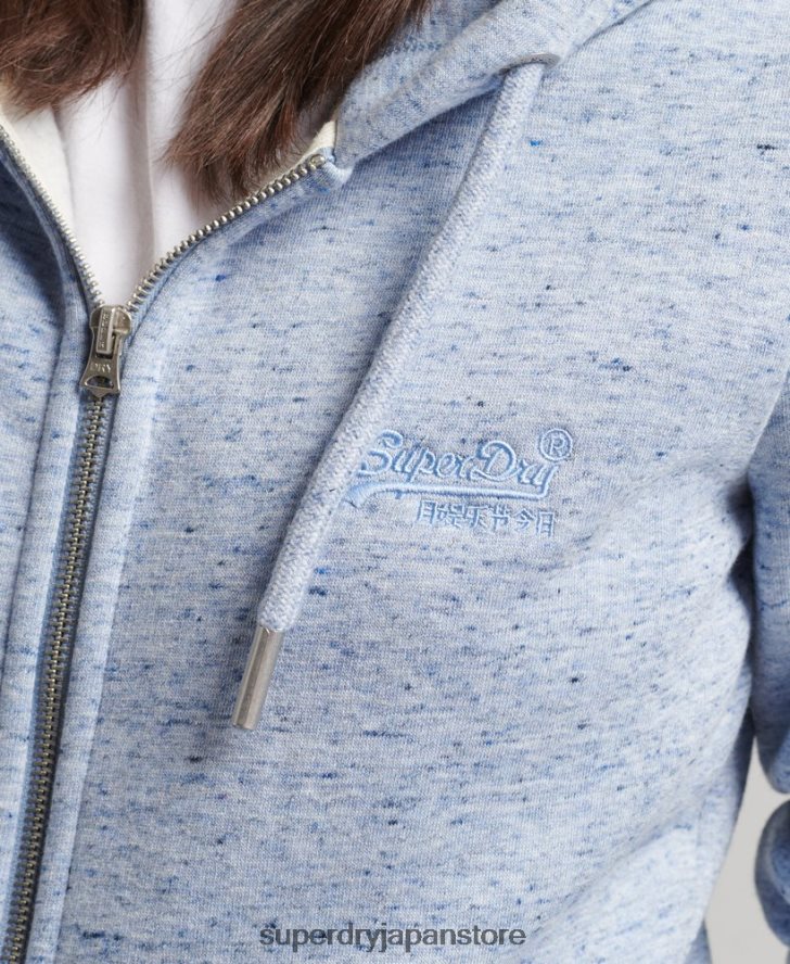 オーガニックコットン エッセンシャル ロゴ ジップ パーカー 女性 Superdry 衣類 ライトブルー 2J62PZ5963