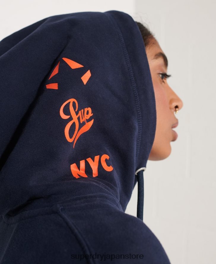 ストライアウトオーバーサイズパーカー 女性 Superdry 衣類 海軍 2J62PZ5964