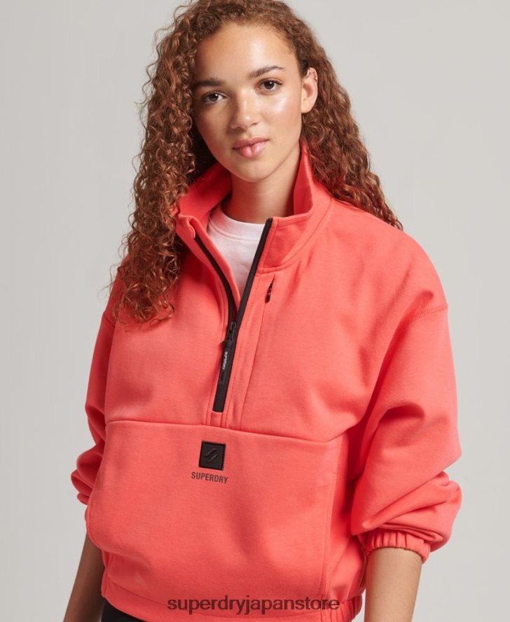 テックバットウィングハーフジップスウェットシャツ 女性 Superdry 衣類 コーラル 2J62PZ5965