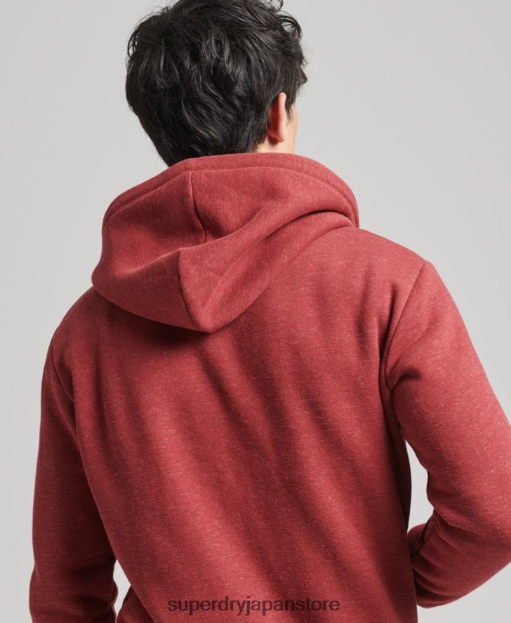 オーガニックコットン ヴィンテージロゴ刺繍ジップパーカー 男性 Superdry 衣類 赤 2J62PZ596
