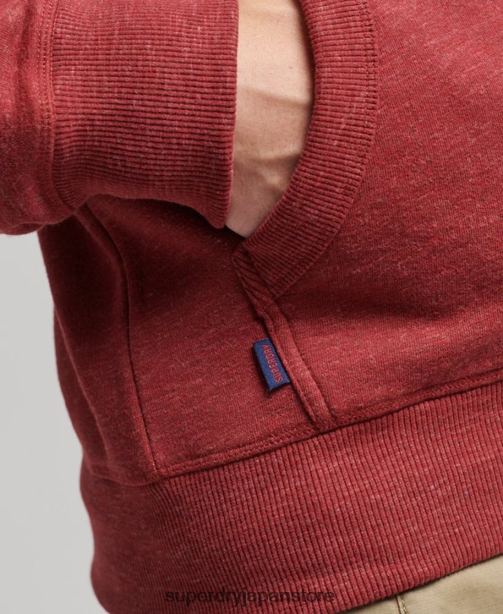オーガニックコットン ヴィンテージロゴ刺繍ジップパーカー 男性 Superdry 衣類 赤 2J62PZ596