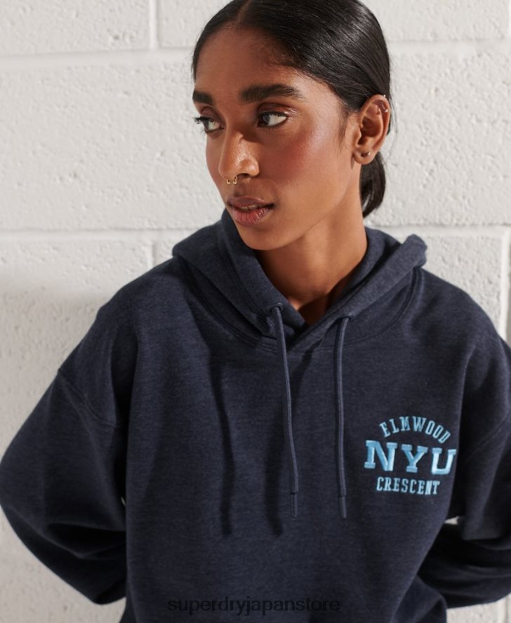 カレッジグラフィック クロップパーカー 女性 Superdry 衣類 青 2J62PZ5977