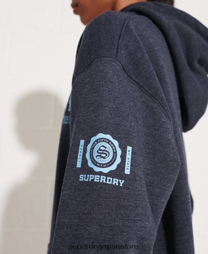 カレッジグラフィック クロップパーカー 女性 Superdry 衣類 青 2J62PZ5977