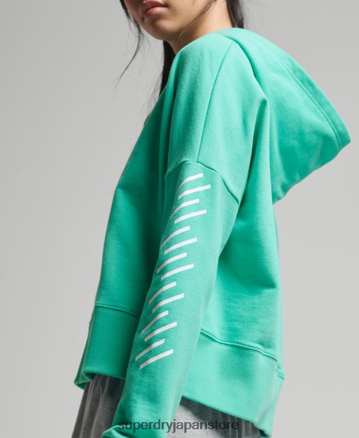 スポーツクロップボックスパーカー 女性 Superdry 衣類 緑 2J62PZ5978