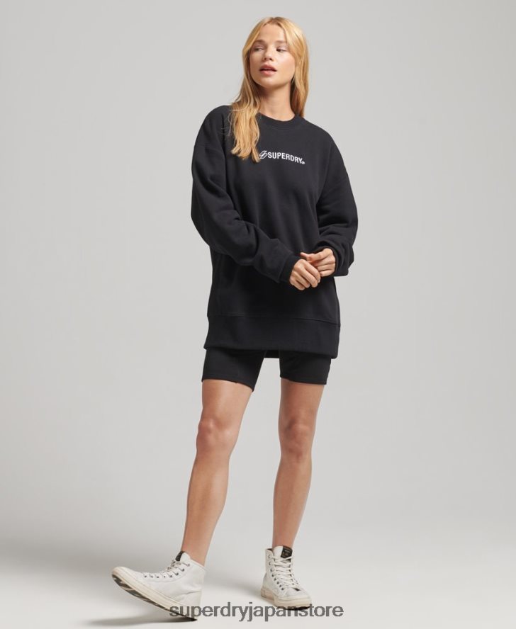 ロゴアップリケ オーバーサイズ クルーセーター 女性 Superdry 衣類 黒 2J62PZ5984