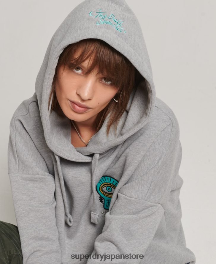ノスタルジアパッチパーカー 女性 Superdry 衣類 グレー 2J62PZ5986