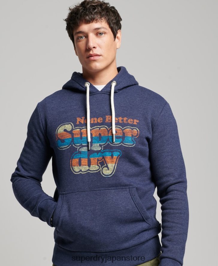 ヴィンテージクーパークラシックパーカー 男性 Superdry 衣類 海軍 2J62PZ599