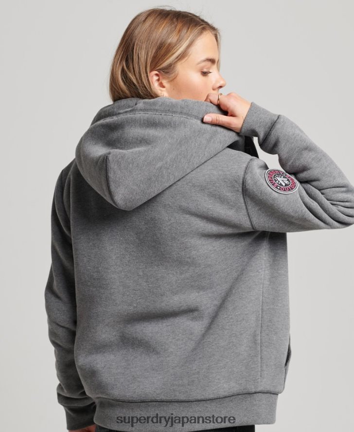 オーガニックコットン ブラックベア ボーグ ジップパーカー 女性 Superdry 衣類 グレー 2J62PZ5991