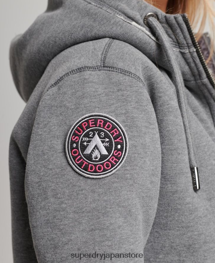 オーガニックコットン ブラックベア ボーグ ジップパーカー 女性 Superdry 衣類 グレー 2J62PZ5991