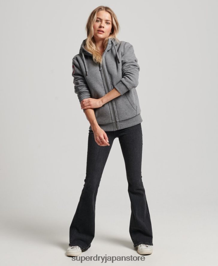 オーガニックコットン ブラックベア ボーグ ジップパーカー 女性 Superdry 衣類 グレー 2J62PZ5991