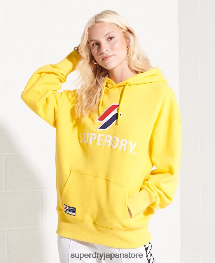 アップリケオーバーサイズパーカー 女性 Superdry 衣類 黄色 2J62PZ5992