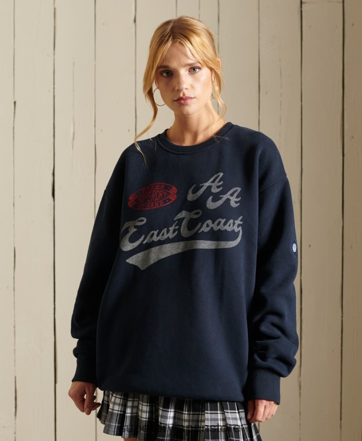 カレッジクルースウェットシャツ 女性 Superdry 衣類 海軍 2J62PZ5998