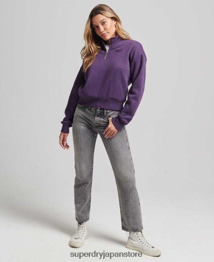 オーガニックコットン ヴィンテージロゴ ヘンリースウェットシャツ 女性 Superdry 衣類 紫 2J62PZ5999