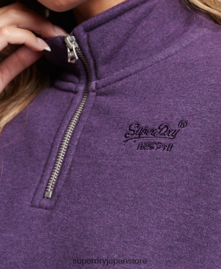 オーガニックコットン ヴィンテージロゴ ヘンリースウェットシャツ 女性 Superdry 衣類 紫 2J62PZ5999