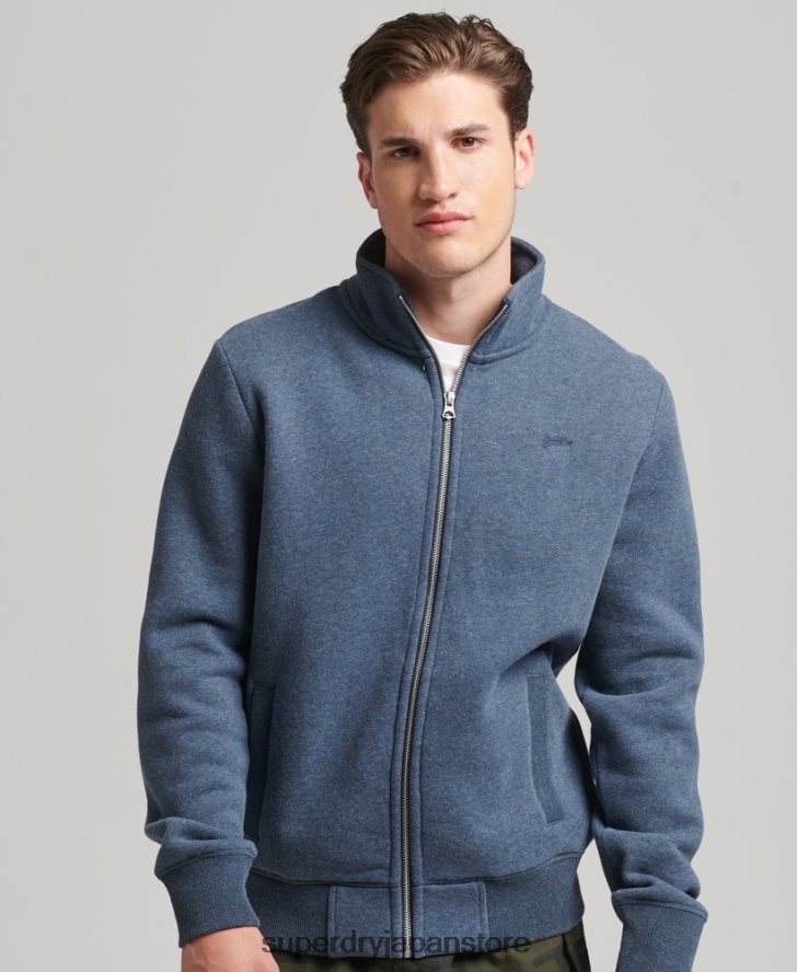オーガニックコットン ヴィンテージロゴ ジップトラックトップ 男性 Superdry 衣類 海軍 2J62PZ600