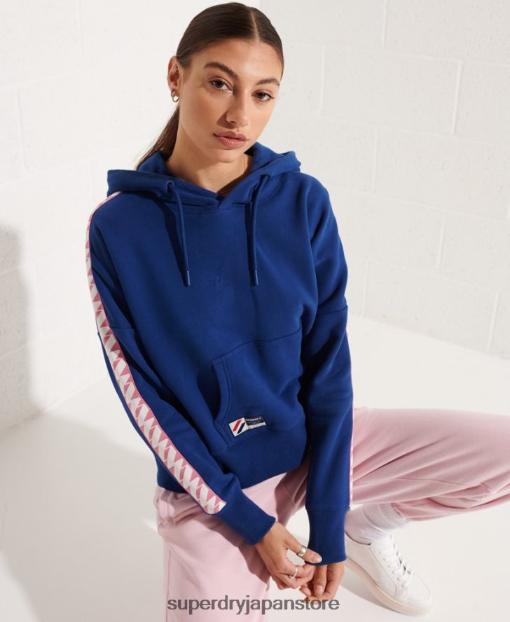 コードロゴテープクロップパーカー 女性 Superdry 衣類 海軍 2J62PZ6000