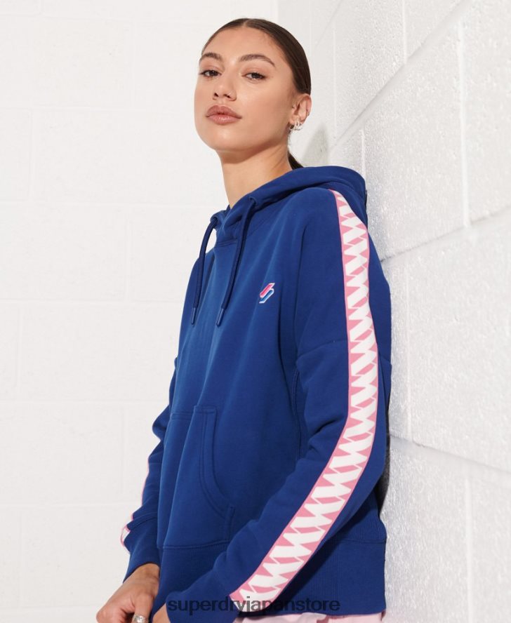 コードロゴテープクロップパーカー 女性 Superdry 衣類 海軍 2J62PZ6000