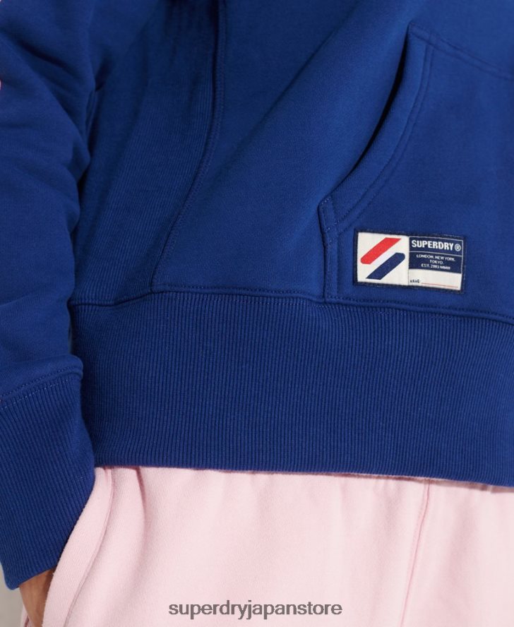 コードロゴテープクロップパーカー 女性 Superdry 衣類 海軍 2J62PZ6000
