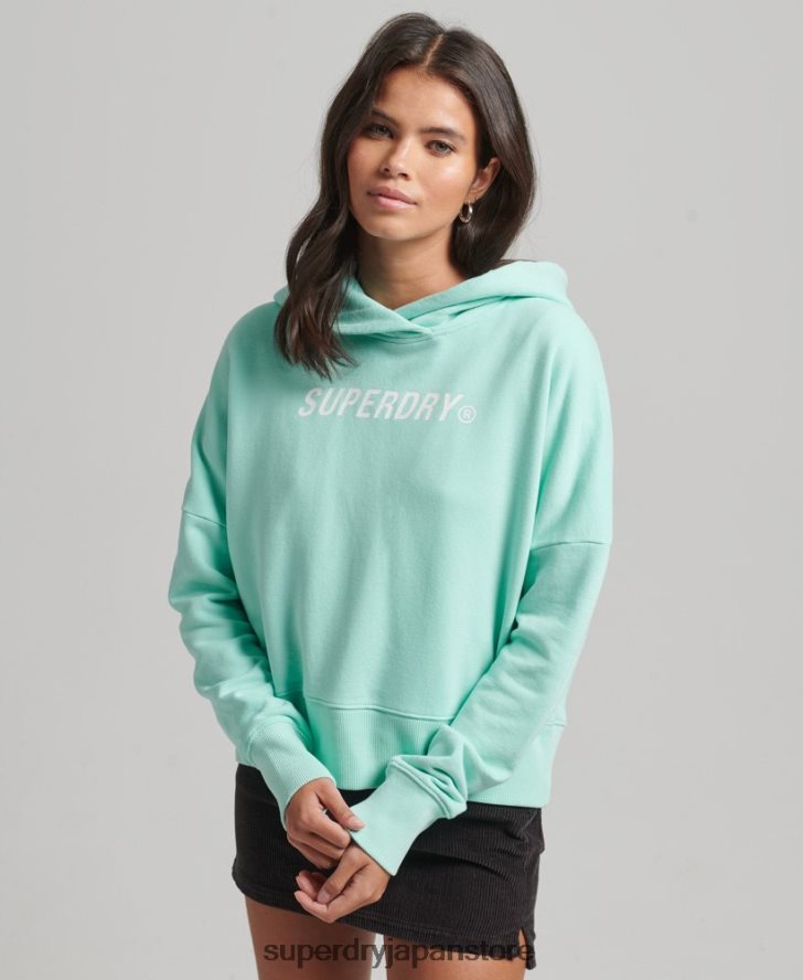 コードコアスポーツクロップボックスパーカー 女性 Superdry 衣類 青 2J62PZ6001