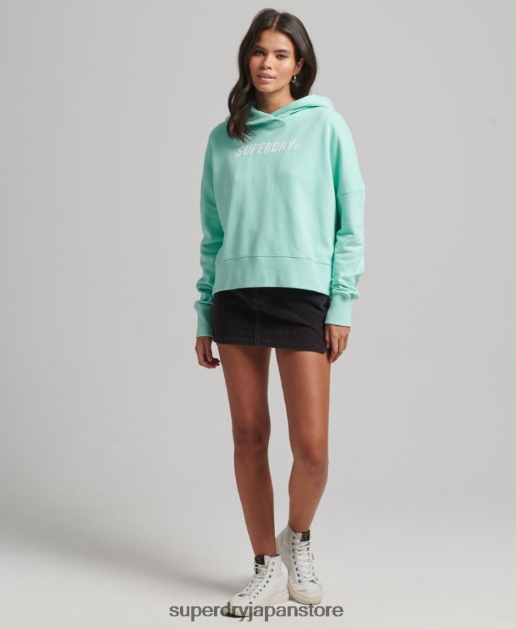 コードコアスポーツクロップボックスパーカー 女性 Superdry 衣類 青 2J62PZ6001