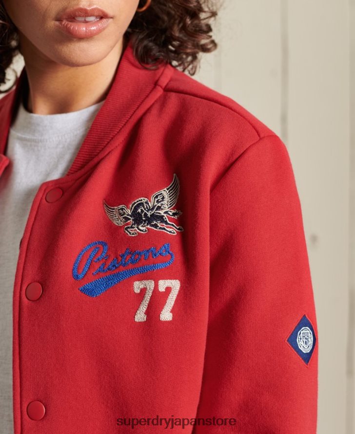 カレッジジャージー ボンバージャケット 女性 Superdry 衣類 赤 2J62PZ6003
