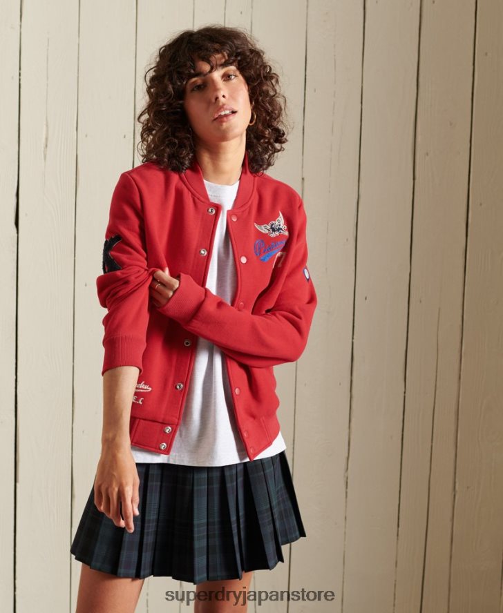 カレッジジャージー ボンバージャケット 女性 Superdry 衣類 赤 2J62PZ6003