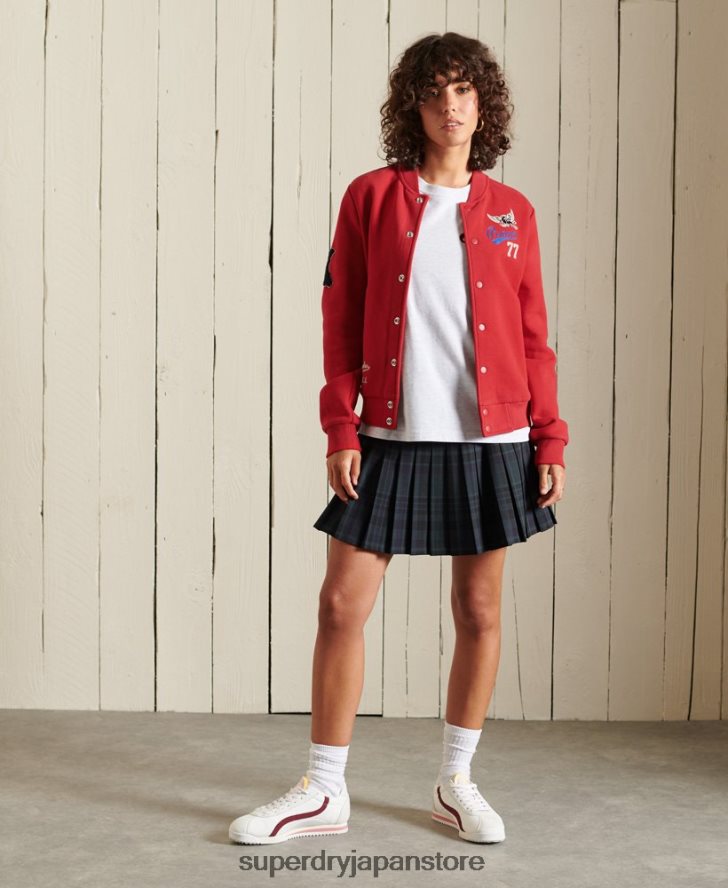 カレッジジャージー ボンバージャケット 女性 Superdry 衣類 赤 2J62PZ6003