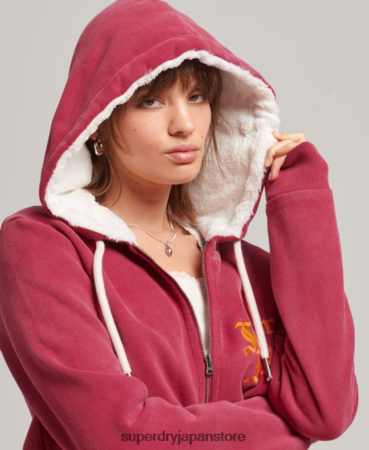 プライドアンドクラフトジップパーカー 女性 Superdry 衣類 赤 2J62PZ6005