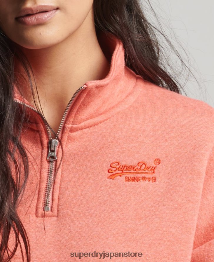 オーガニックコットン ヴィンテージロゴ ヘンリースウェットシャツ 女性 Superdry 衣類 コーラル 2J62PZ6008