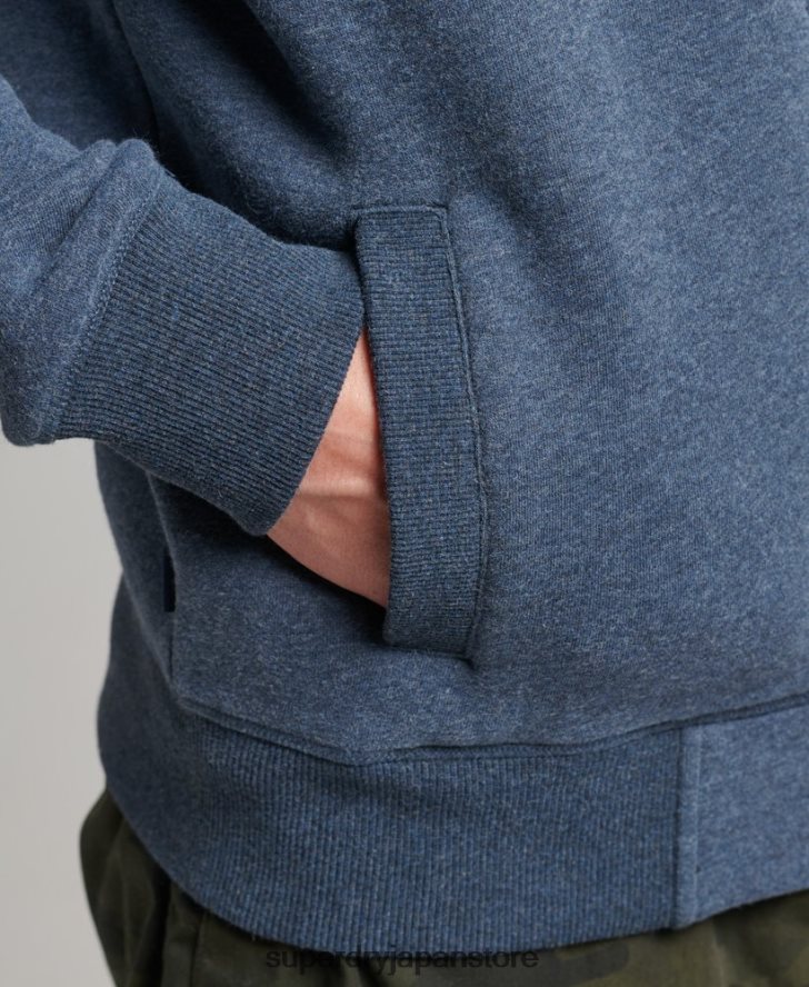 オーガニックコットン ヴィンテージロゴ ジップトラックトップ 男性 Superdry 衣類 海軍 2J62PZ600