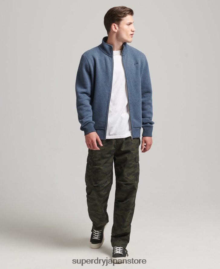 オーガニックコットン ヴィンテージロゴ ジップトラックトップ 男性 Superdry 衣類 海軍 2J62PZ600