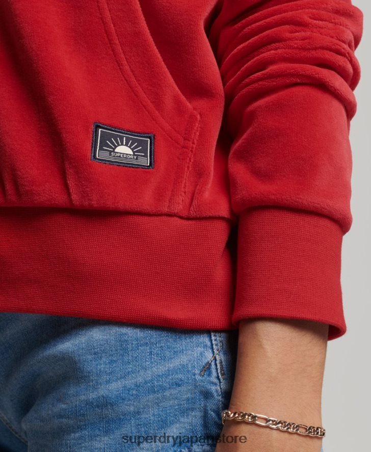ヴィンテージクロップジップパーカー 女性 Superdry 衣類 赤 2J62PZ6010