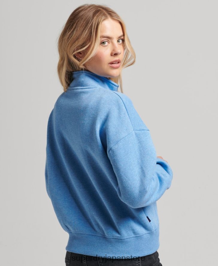 オーガニックコットン ヴィンテージロゴ ヘンリースウェットシャツ 女性 Superdry 衣類 青 2J62PZ6011