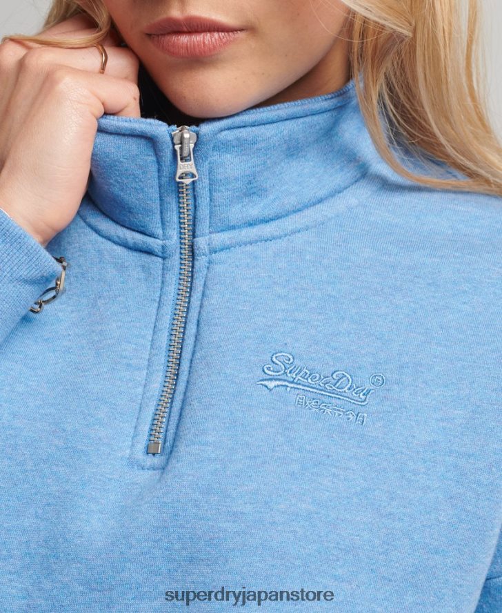オーガニックコットン ヴィンテージロゴ ヘンリースウェットシャツ 女性 Superdry 衣類 青 2J62PZ6011