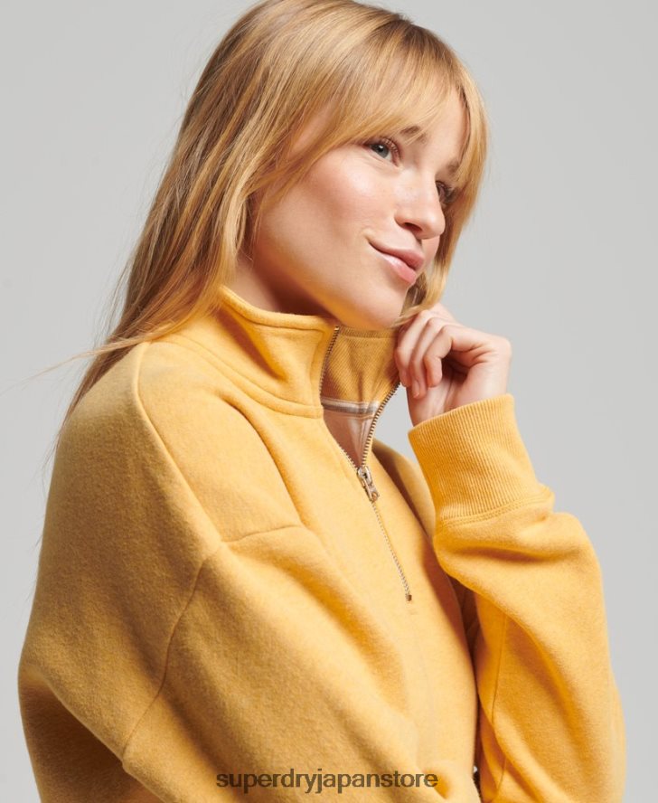 オーガニックコットン ヴィンテージロゴ ヘンリースウェットシャツ 女性 Superdry 衣類 黄色 2J62PZ6015