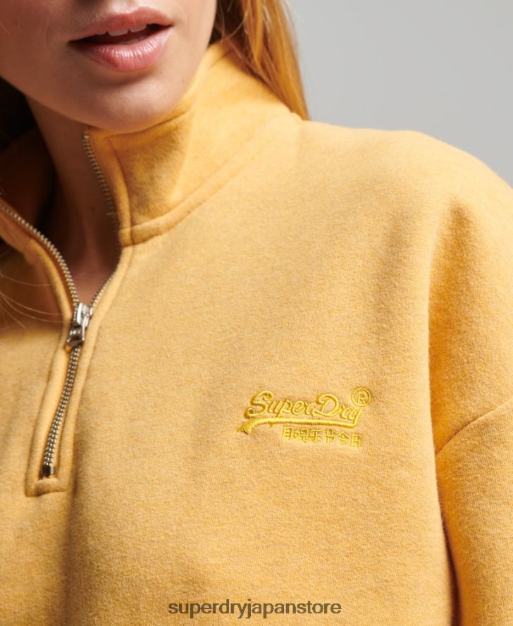 オーガニックコットン ヴィンテージロゴ ヘンリースウェットシャツ 女性 Superdry 衣類 黄色 2J62PZ6015