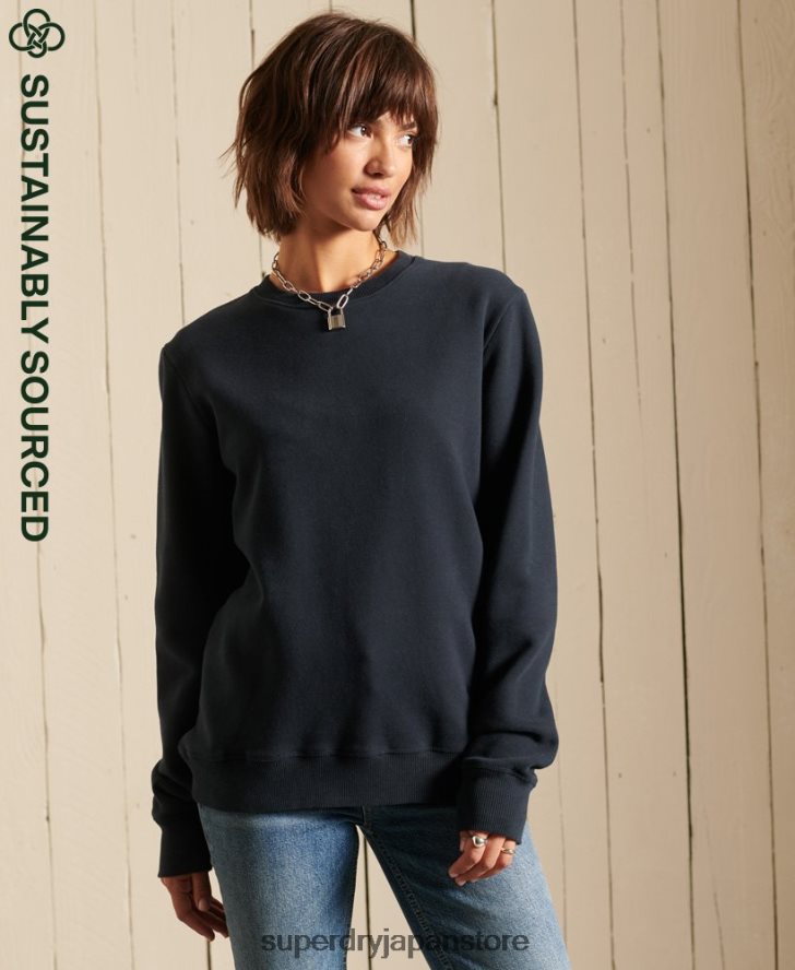 オーガニックコットン ヴィンテージロゴ クルースウェットシャツ 女性 Superdry 衣類 海軍 2J62PZ6017