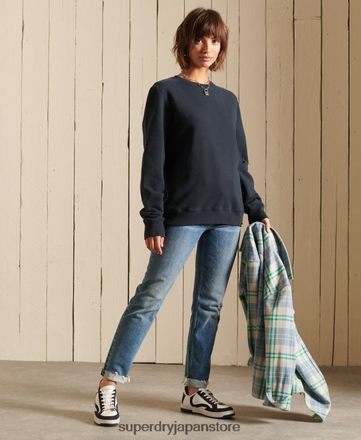 オーガニックコットン ヴィンテージロゴ クルースウェットシャツ 女性 Superdry 衣類 海軍 2J62PZ6017