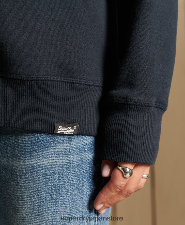オーガニックコットン ヴィンテージロゴ クルースウェットシャツ 女性 Superdry 衣類 海軍 2J62PZ6017