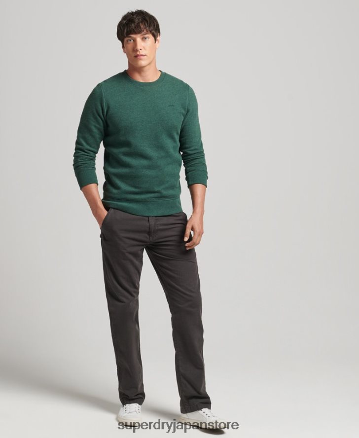 オーガニックコットン エッセンシャル ロゴ クルー スウェットシャツ 男性 Superdry 衣類 緑 2J62PZ601