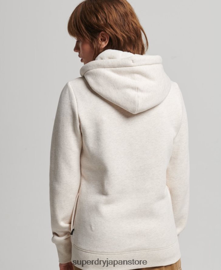 リュクスなロゴ刺繍ジップアップパーカー 女性 Superdry 衣類 ベージュ 2J62PZ6022