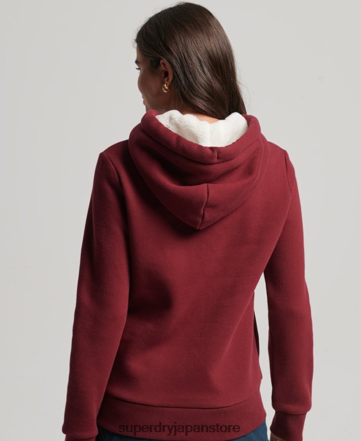 リュクスなロゴ刺繍パーカー 女性 Superdry 衣類 赤 2J62PZ6025