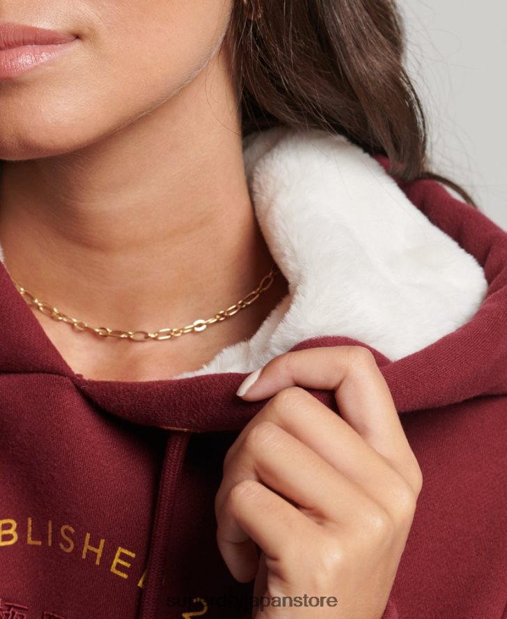 リュクスなロゴ刺繍パーカー 女性 Superdry 衣類 赤 2J62PZ6025