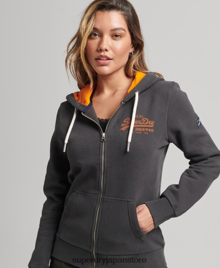 インナー総柄ジップパーカー 女性 Superdry 衣類 濃い灰色 2J62PZ6027
