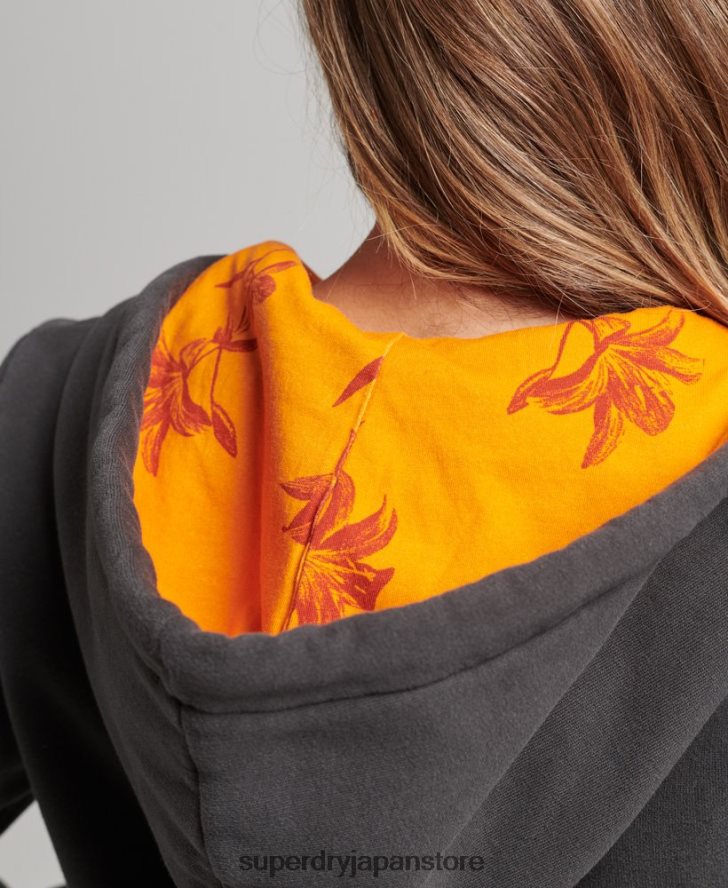 インナー総柄ジップパーカー 女性 Superdry 衣類 濃い灰色 2J62PZ6027